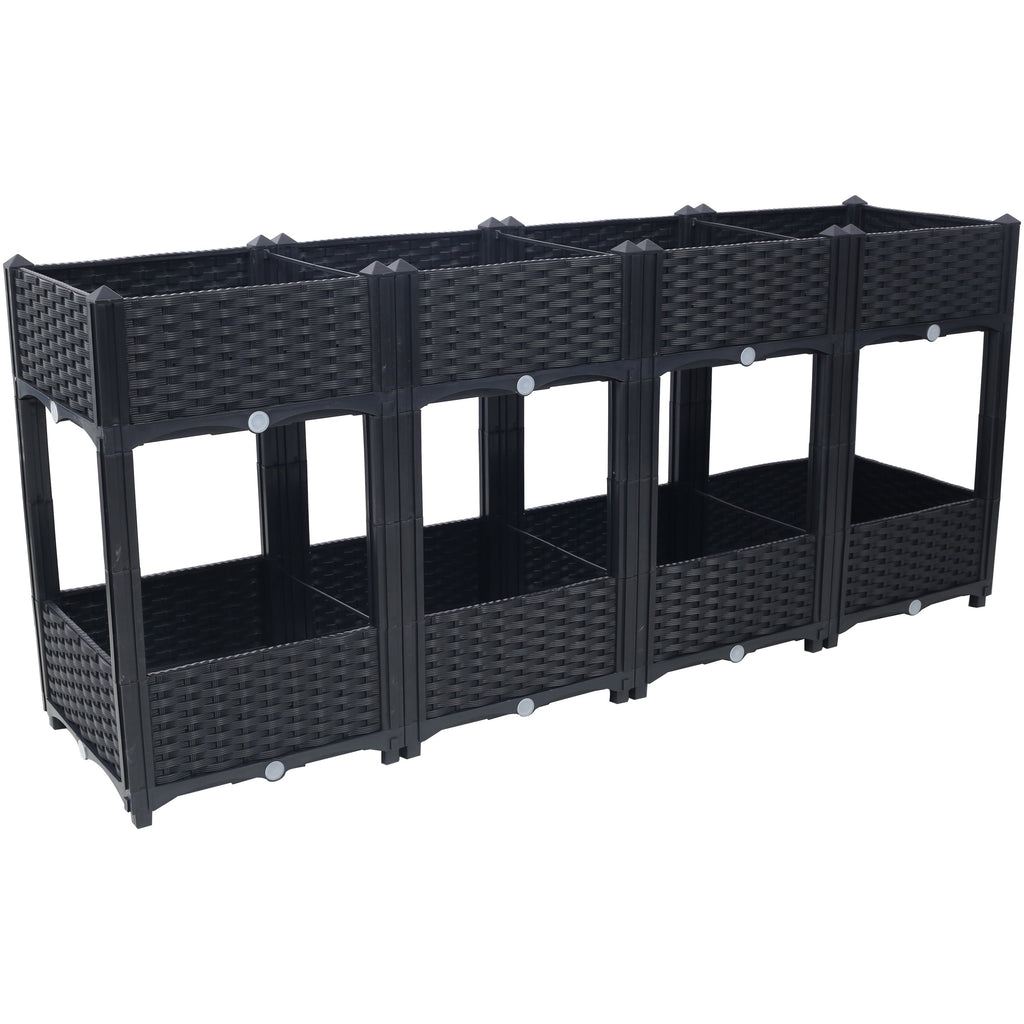 Planter Raised Beds - Elevated Planter Garden Box with Drainage Plug Raised Garden Beds for Vegetable/Flower/Herb Outdoor Standing Planter Beds Gardening Kit,Black,63'x15.7'x27.7'