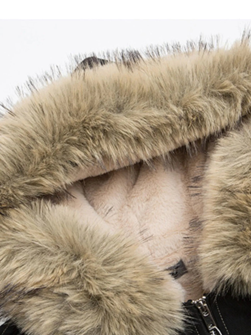 Faux Fur Hooded Zip Up Jacket