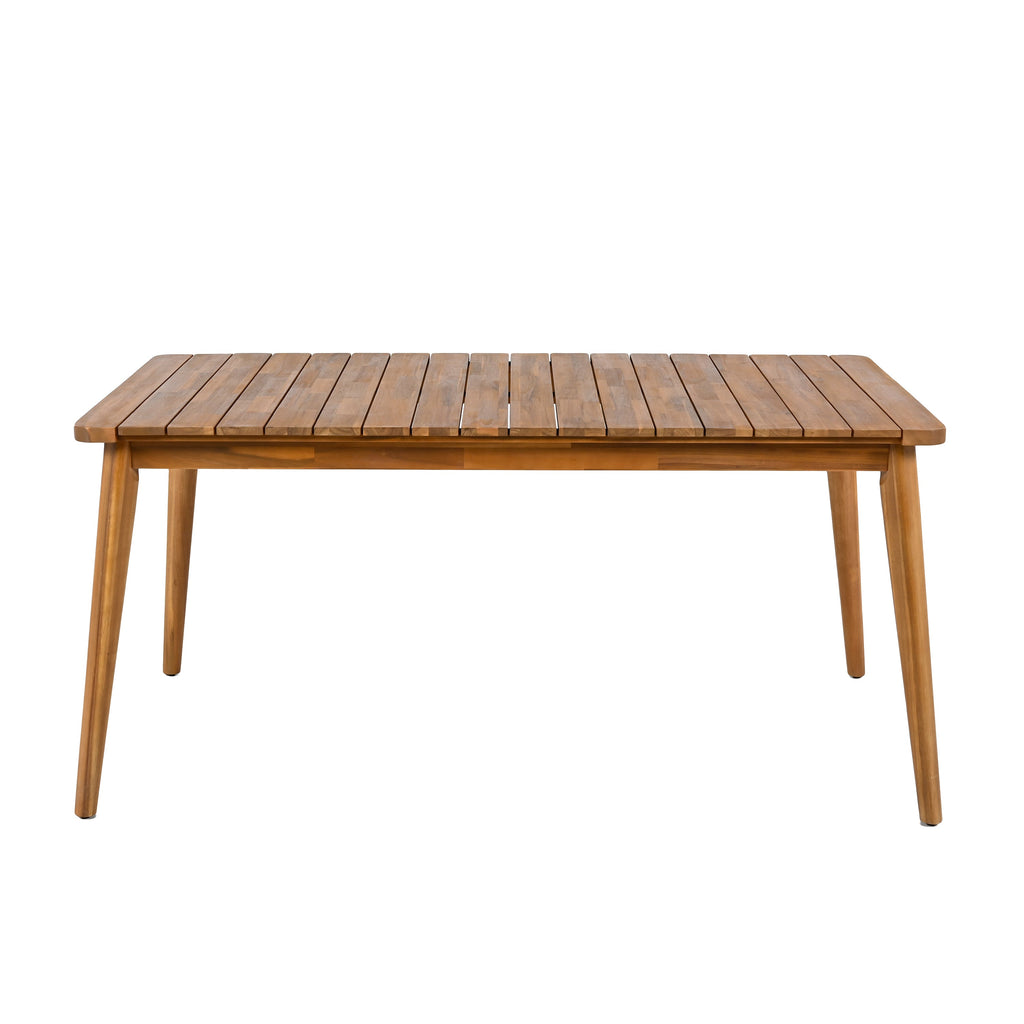 Acacia Wood Dining Table 6-Person Outdoor Table, Farmhouse Furniture for Patio, Garden, Backyard, Teak 180 LBS Weight Capacity 63'L