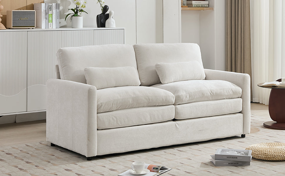 68.1' Cozy Upholstered Loveseat Sofa Oversized Comfy Comfy Cloud Sofa Double Cushion Loveseat Sofa Plush Cushion Sofa Couch for Living Room, Beige