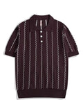 Zigzag Striped Knit Polo Plus Size