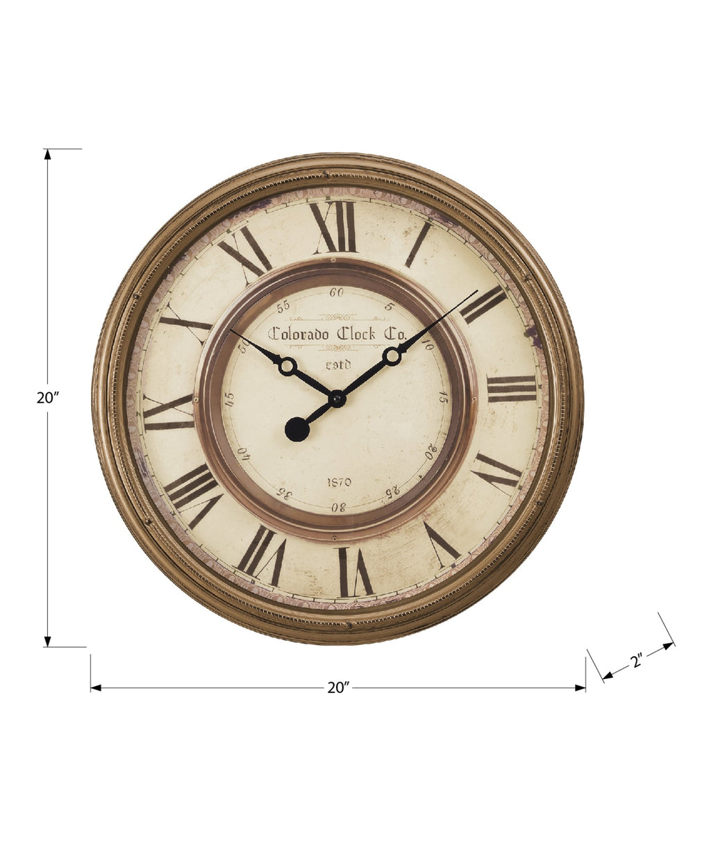 Clocks, 20' Round, Wall Clock, Antique Brown, Transitional