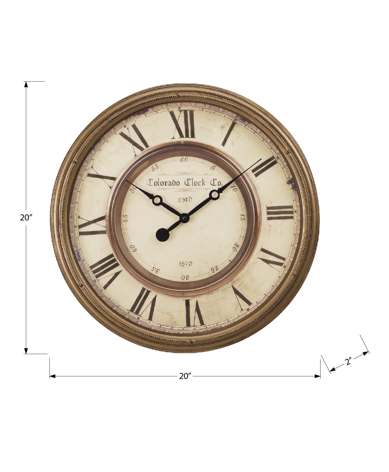 Clocks, 20' Round, Wall Clock, Antique Brown, Transitional