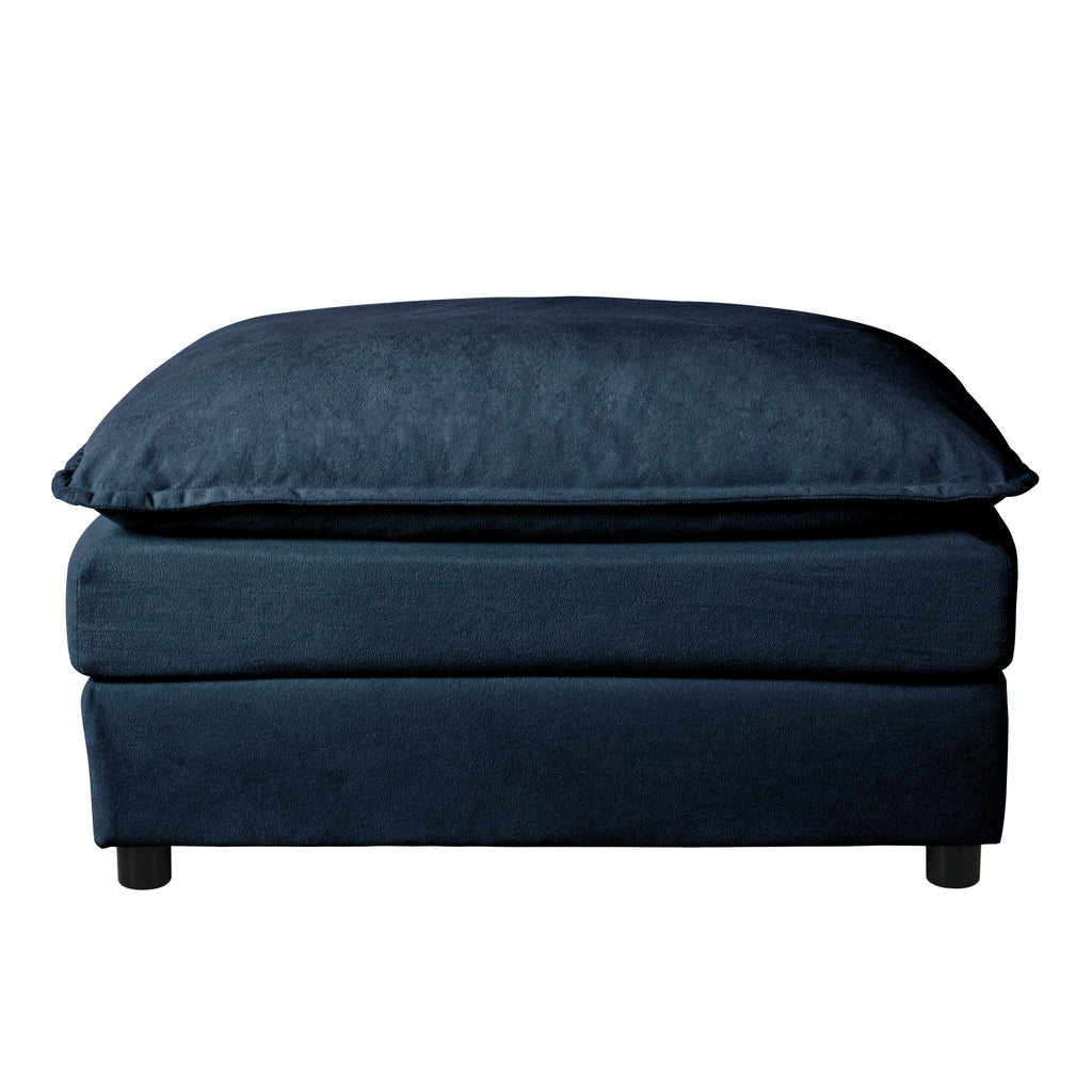 Modular Sectional Sofa, Oversized Deep Seat L Shaped Couch Set for Living Room, 3-Seater Comfy Cloud Couches with Movable Ottoman, DIY Combination, Chenille,Blue