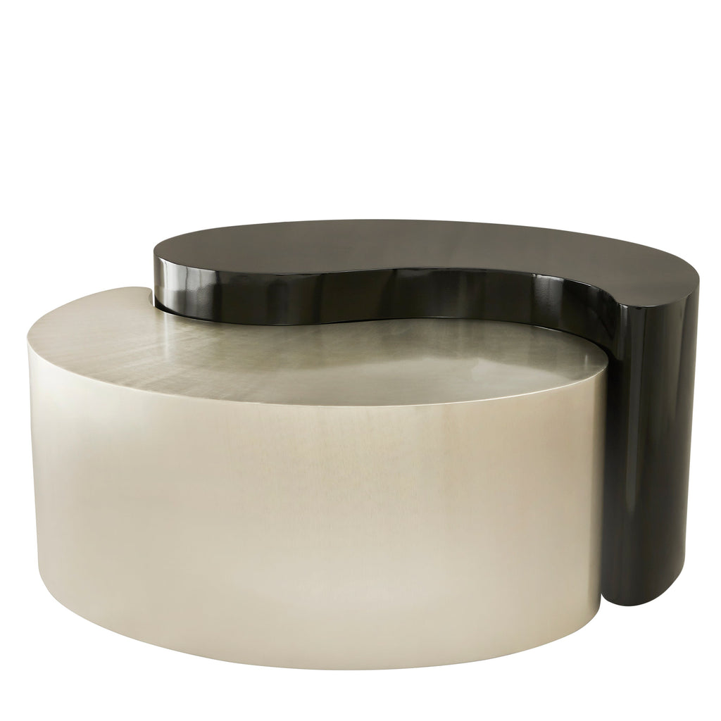 Modern & Contemporary Style Coffee Table Made with Iron Sheet Frame in Black & Silver