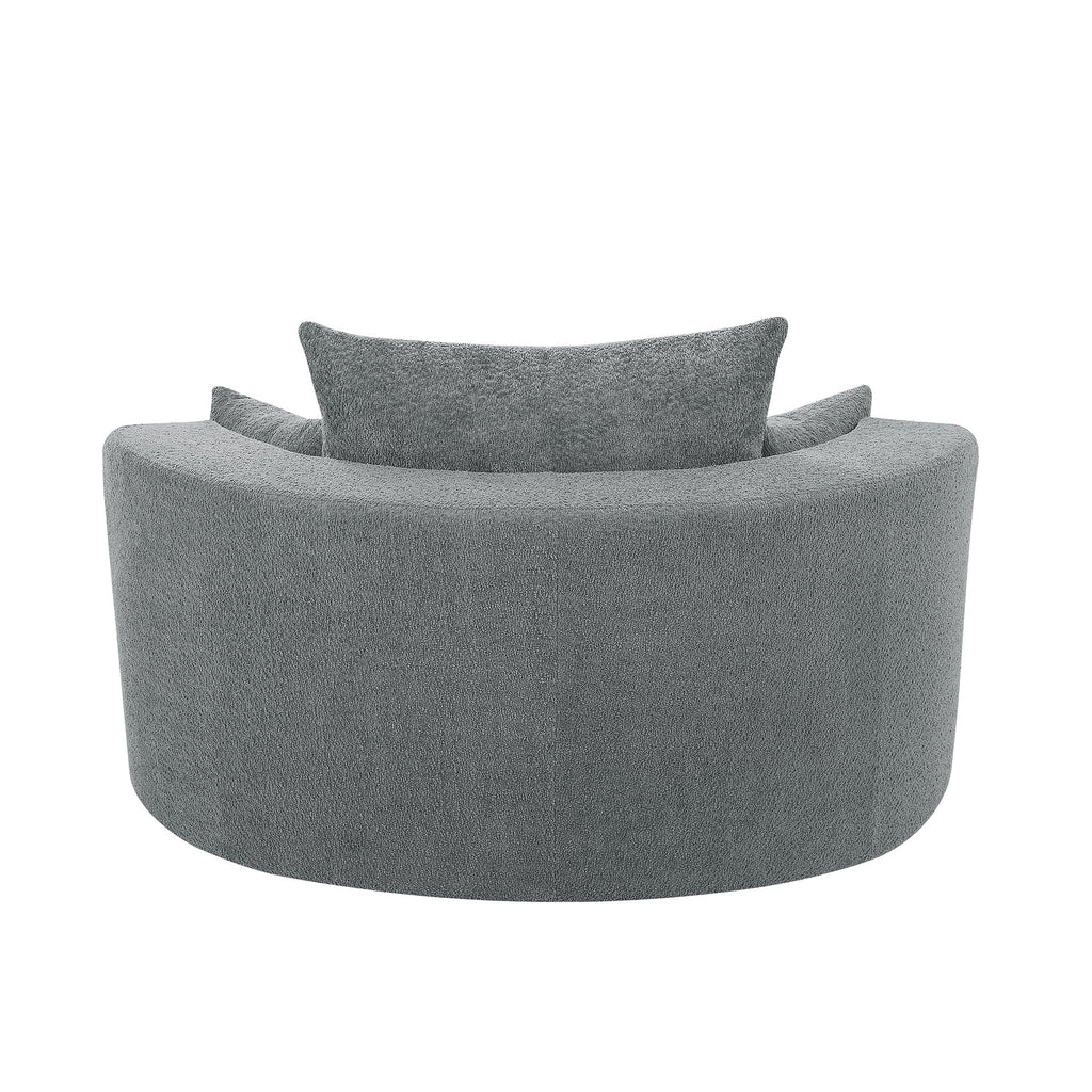 Modern Accent Swivel Barrel Chair with Removable Pillows, Grey Chenille, 56.3x56.3x35.5 in