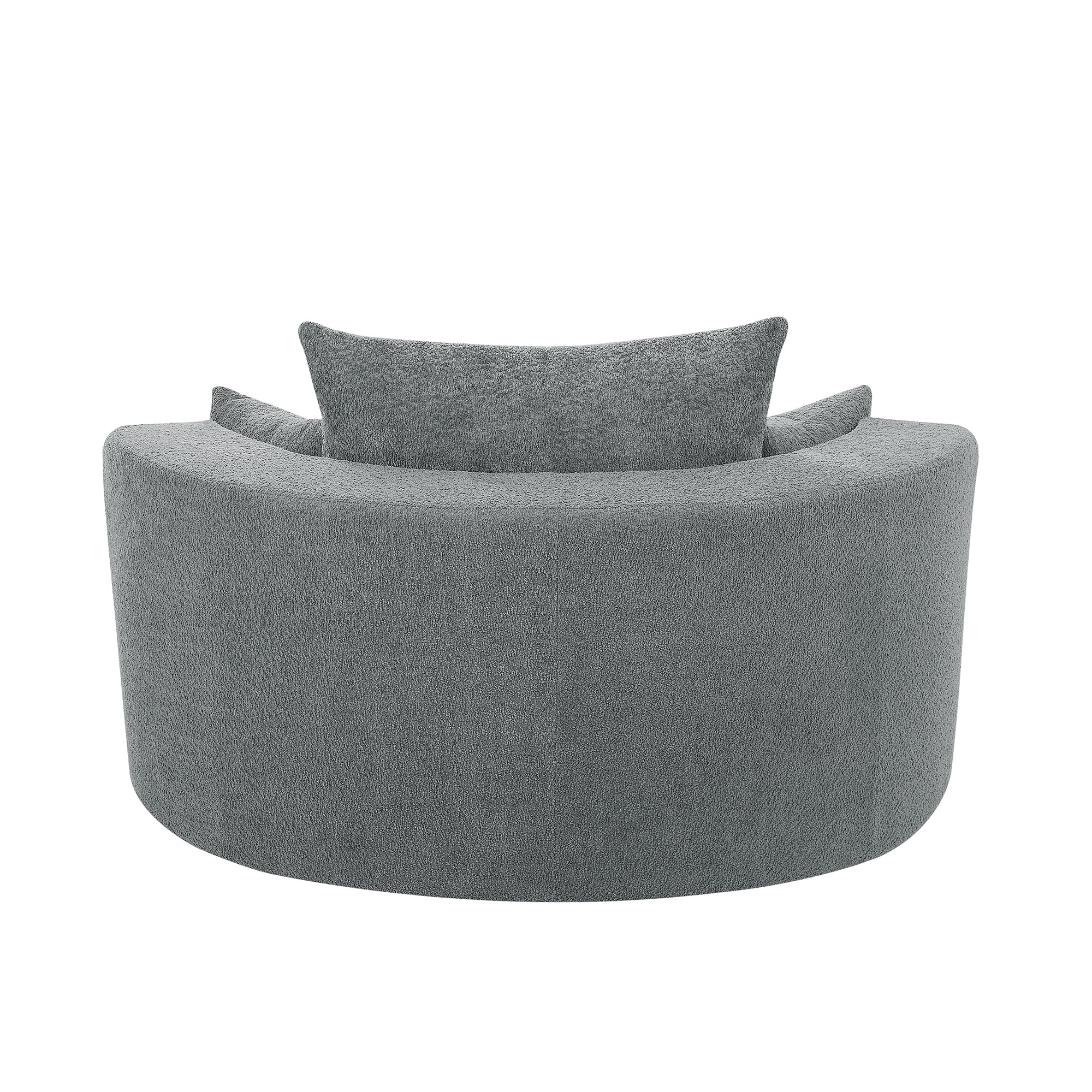 Modern Accent Swivel Barrel Chair with Removable Pillows, Grey Chenille, 56.3x56.3x35.5 in