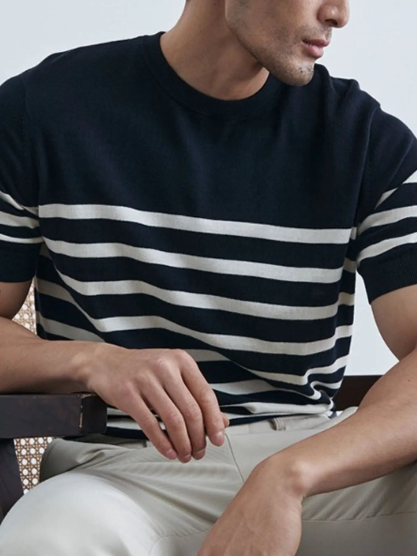 Classic Striped Short Sleeve Knit T-Shirt
