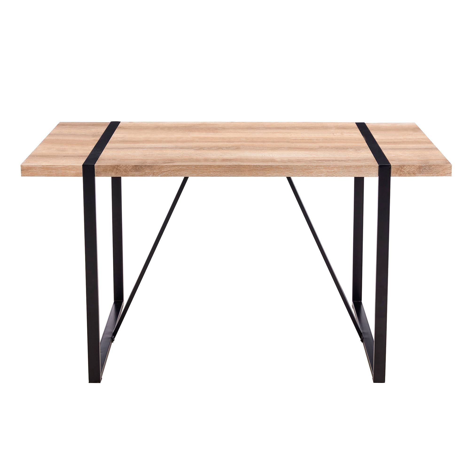 Rustic Industrial Rectangular Wood Dining Table For 4-6 Person, With 1.5' Thick Engineered Wood color Tabletop and Black Metal Legs,Desk For Kitchen Dining Living Room, 55.1' x 31.4'x 29.9'1529W115172