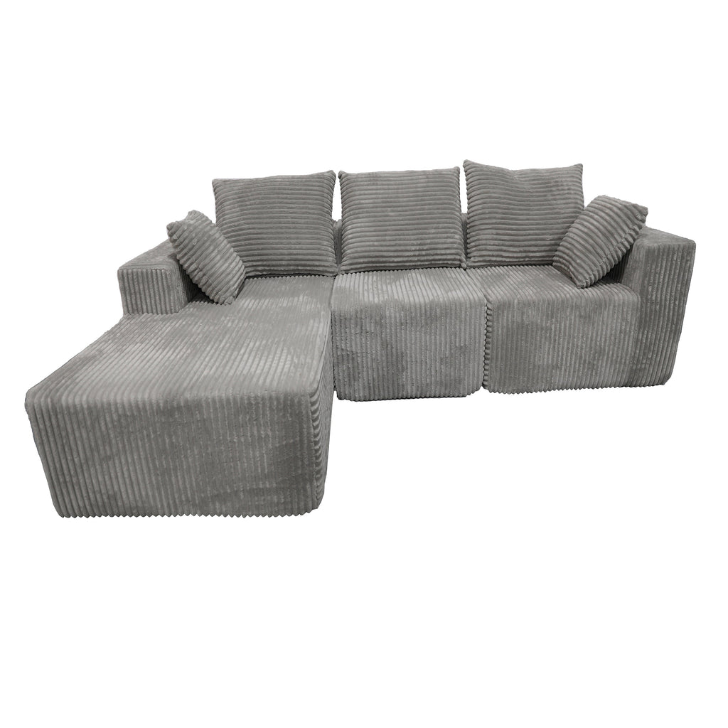 Corner combination sofa, sectional sofa ,couch sofa,sofa bed, made of high-density sponge and soft plush fabric, with multiple combinations available(gray)