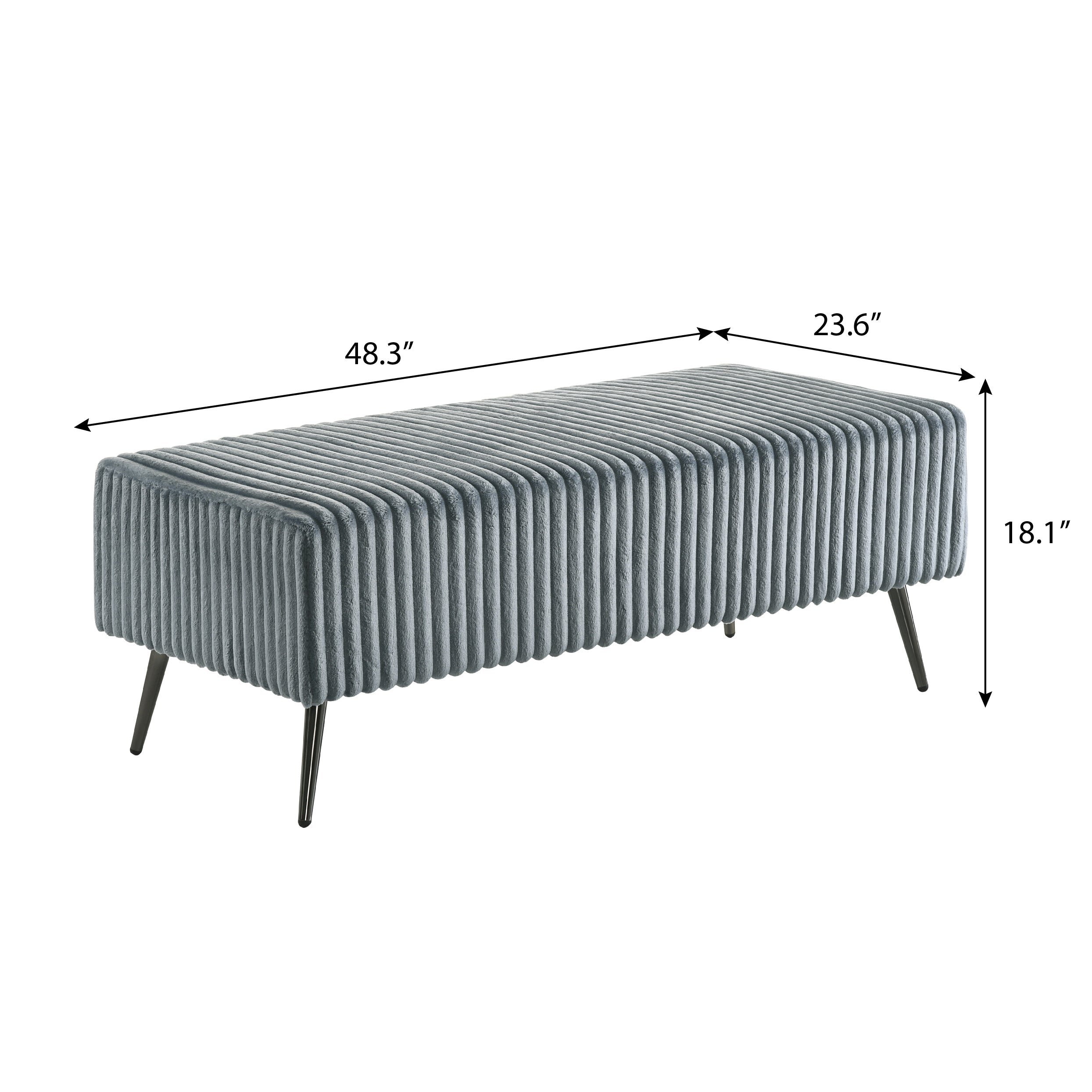 Mavela Wide Wale Corduroy Upholstery Panel Queen Bed with 2 Nightstands and Bench, Blue