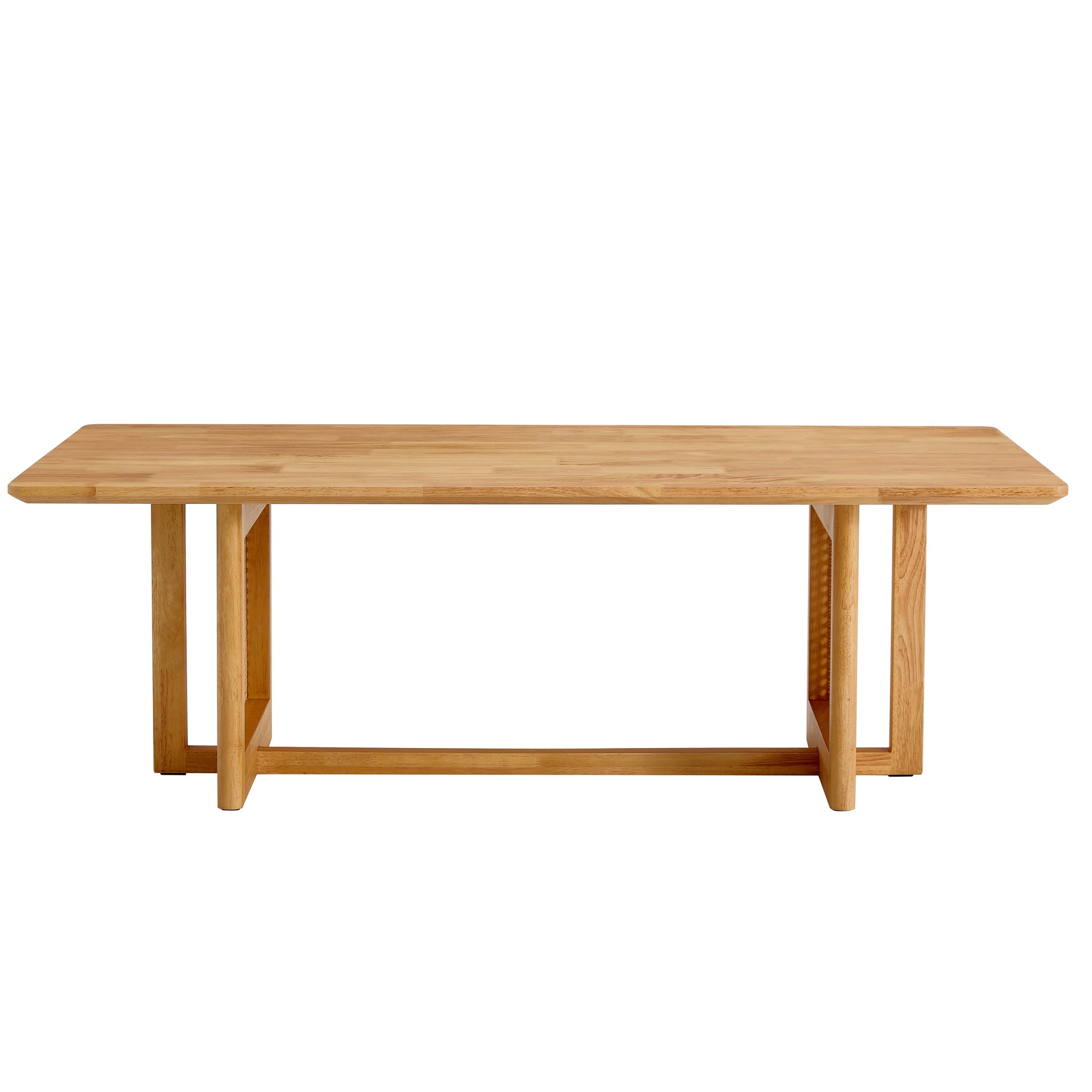 Natural rubber wood and solid wood coffee table  Modern minimalist rattan weaving design, living room balcony, multifunctional small-sized furniture