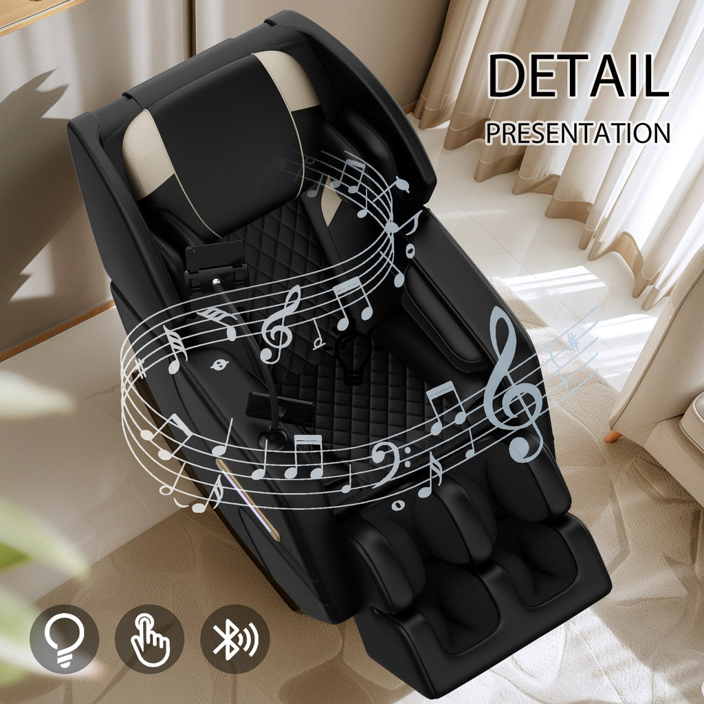 2025 Massage Chair Recliner with Zero Gravity, Full Body Air Pressure, Black, PU Leather