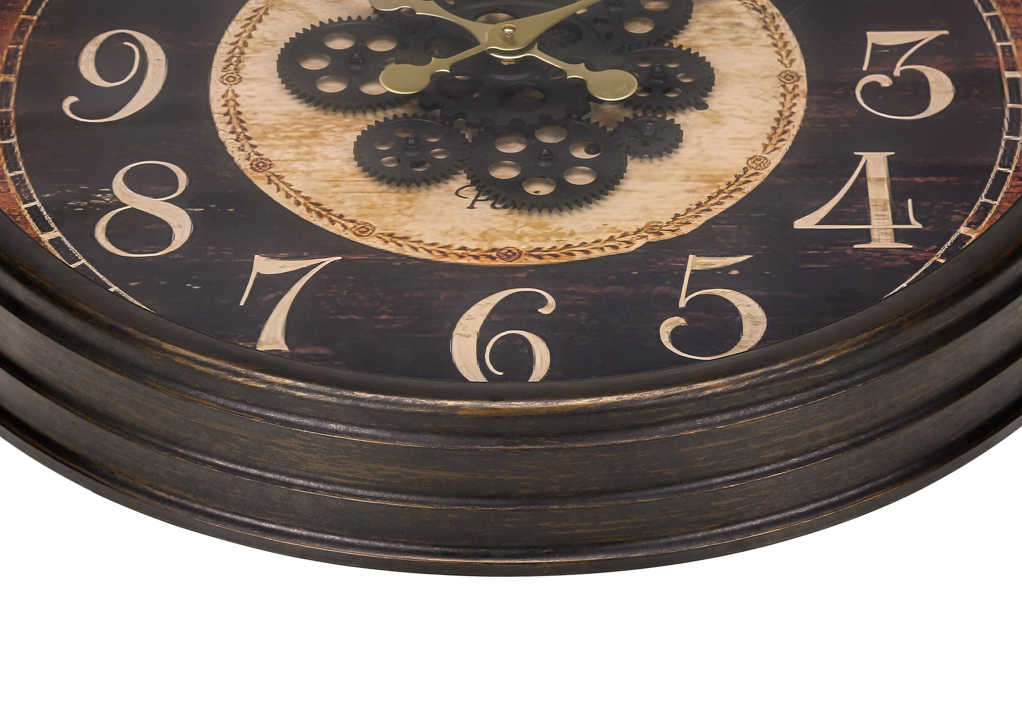 Clocks, 24' Round, Gear Mechanism, Wall Clock, Brown, Traditional
