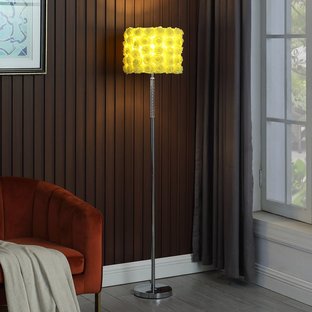 63'In Yellow Roses In Bloom Acrylic/Metal Floor Lamp