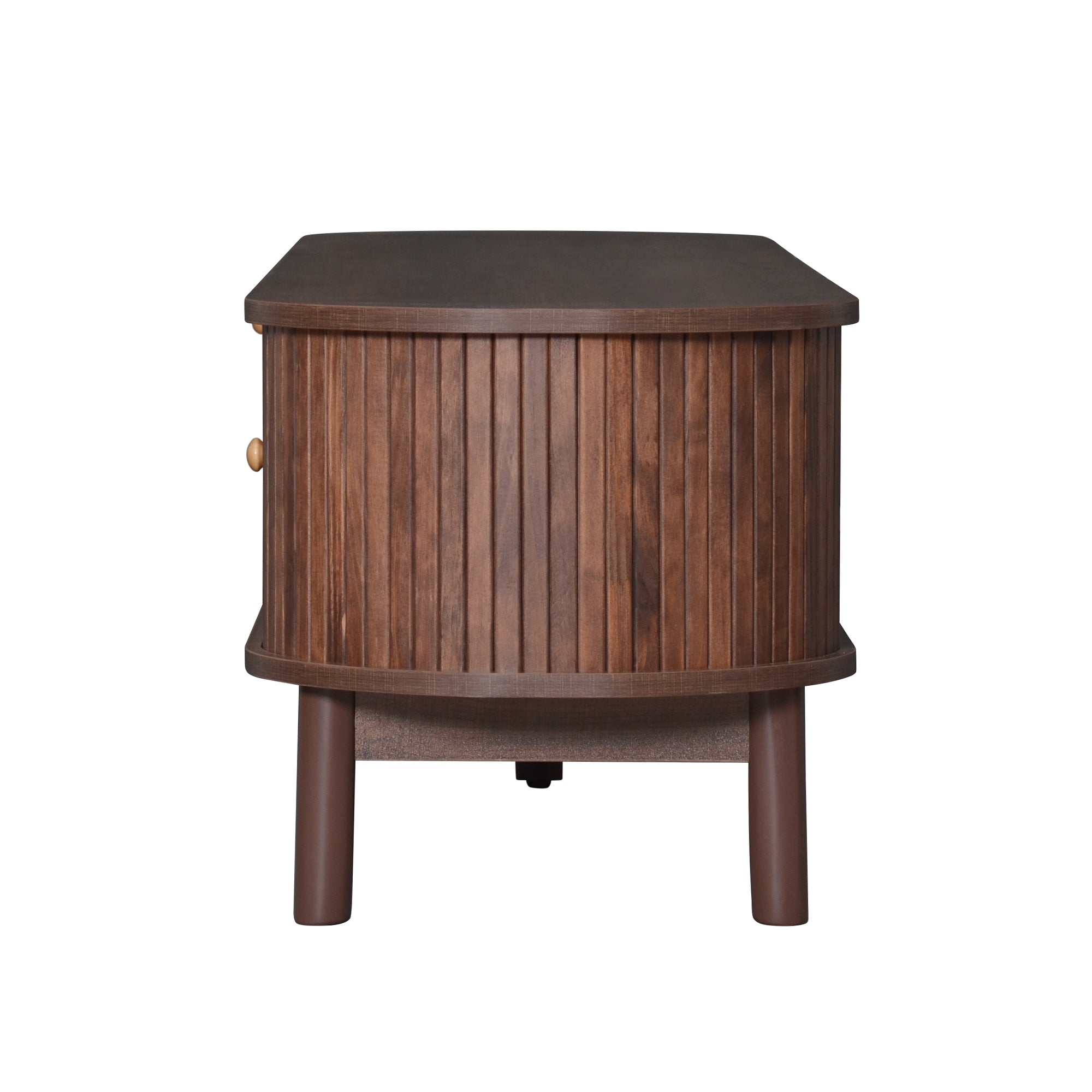 Modern Design TV Stand for 75' TVs, Media Console TV Cabinet with Rattan-Front Drawer for Living Room, 1 Drawer and 2 Sliding-Door Cabinets