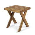 Passion Outdoor Side Table with Cross Base and Slatted Top, Teak