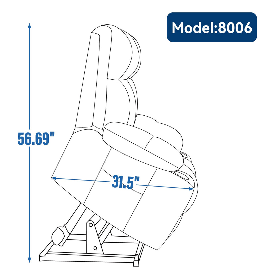 Blue Dual Motor Infinite Position Up to 350 LBS Chenille Power Lift Recliner Chair, Heavy Duty Motion Mechanism with 8-Point Vibration Massage and Lumbar Heating, Dual Cup Holders