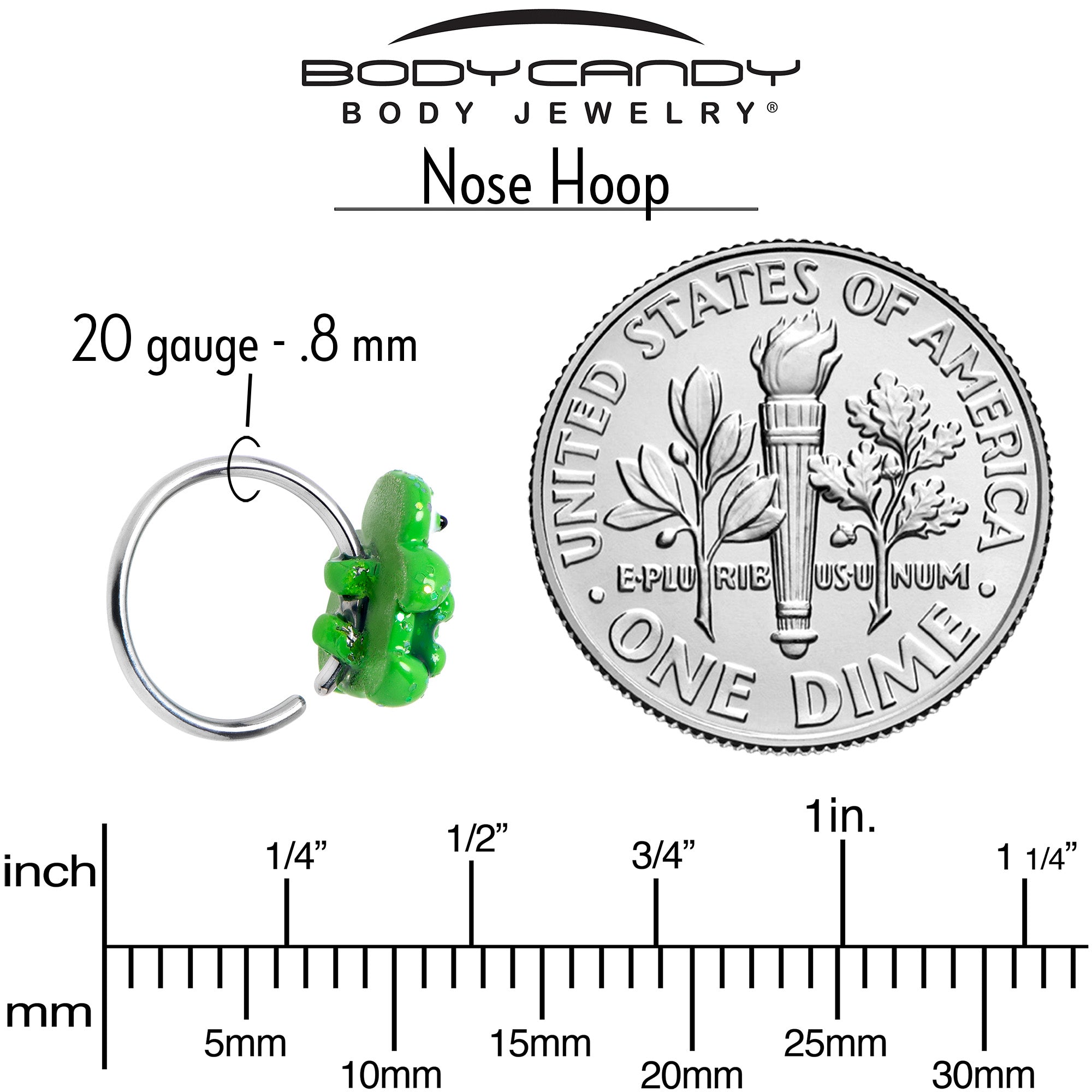 20G 5/16 Texture Turtle Nose Hoop