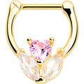 16G 5/16 Pink CZ Gem Gold Tone Love Flower Cartilage Clicker