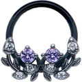 16G 3/8 Purple Gem Black Twining Vine Hinged Segment Ring