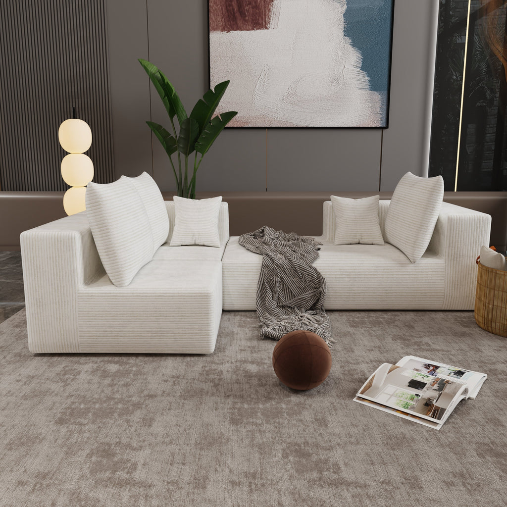 Corner combination sofa, sectional sofa ,couch sofa,sofa bed, made of high-density sponge and soft plush fabric, with multiple combinations available(beige)