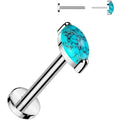 16G 5/16 Natural Turquoise Oval Medical Grade Titanium Flat Back Earring