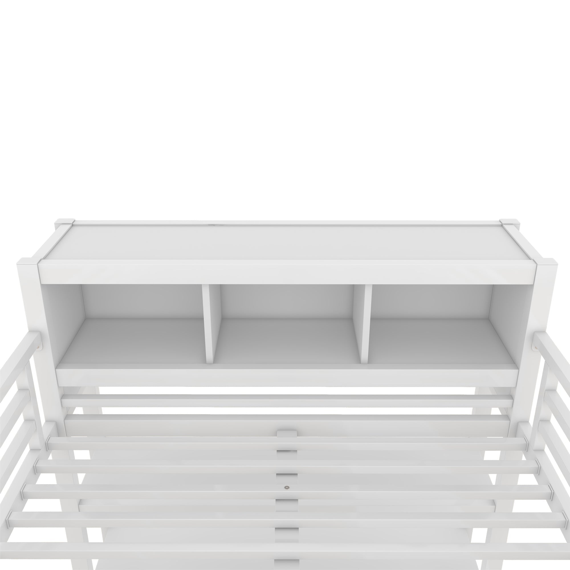 Metal Loft Bed with Wardrobe And L-shaped Desk, Full Size Loft Bed with Storage Cubes and Shelves, Heavy Duty Loft Bed for Kids Teens Adults, White
