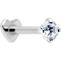 16G 5/16 Clear CZ Implant Grade Titanium Threadless Reversible Heart Flatback Stud