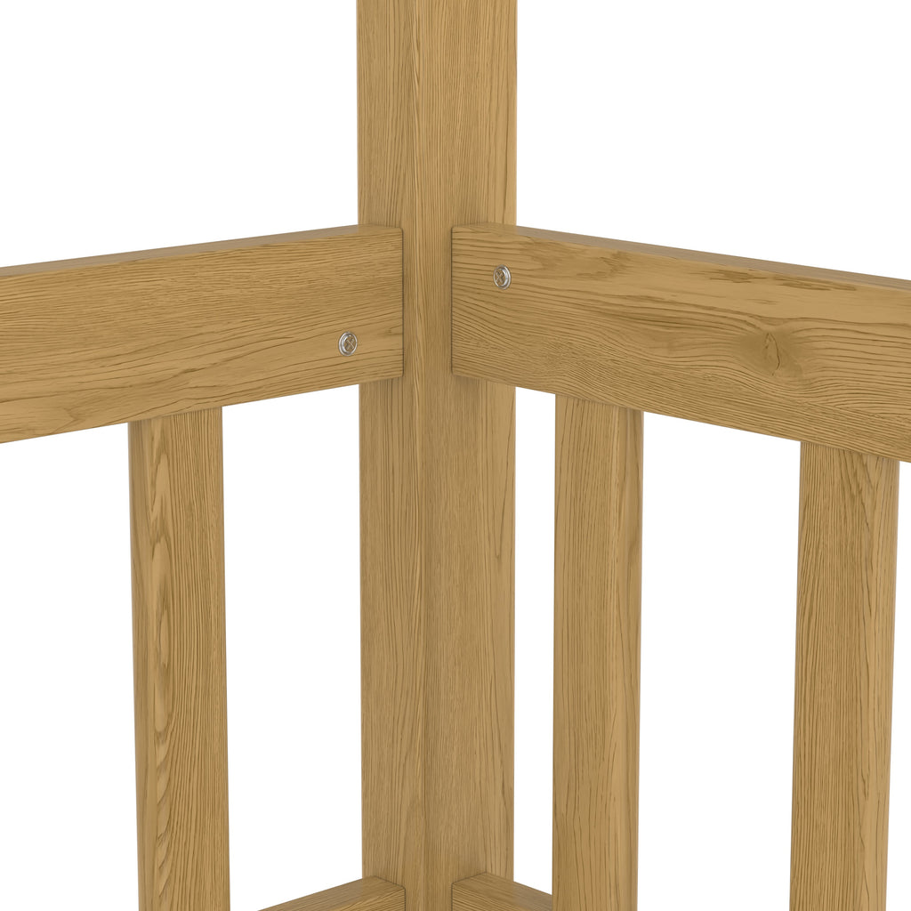 Twin Size Canopy Bed Frame with Guardrails for Kids,Floor Bed Twin with Four Poster Design,Kids Montessori Floor Bed,Wood Canopy Bed Frame for Girls,Boys(Twin,Natural)