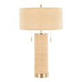 Cylinder Rattan 29' Contemporary Rattan Table Lamp in Royal Gold and Natural Rattan from Grandview Gallery by LumiSource