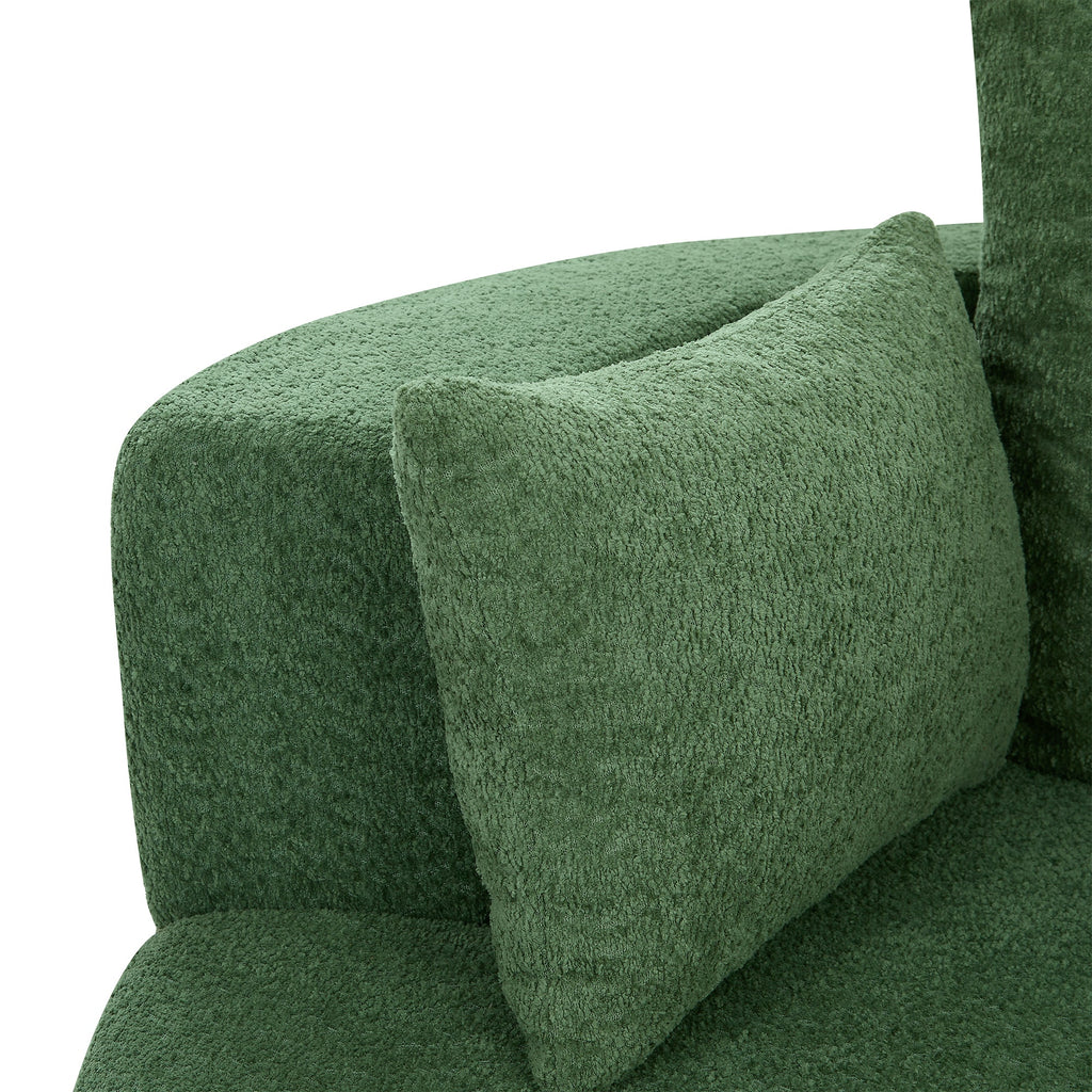 Modern 360° Swivel Accent Barrel Chair with Removable Pillows in Green Chenille for Living Room and Office