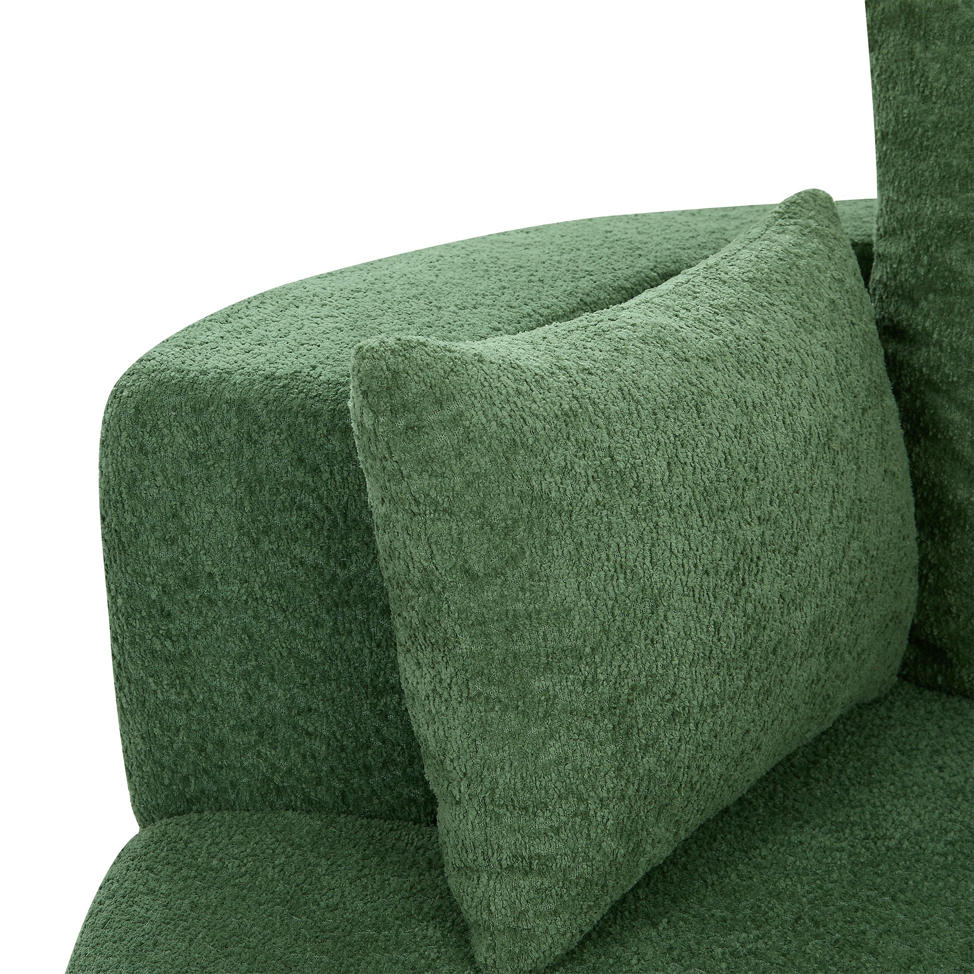 Modern 360° Swivel Accent Barrel Chair with Removable Pillows in Green Chenille for Living Room and Office