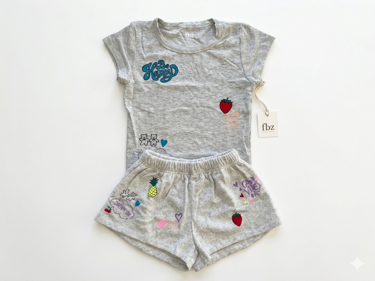 FBZ - Be Happy 2 Pc Top & Shorts Set