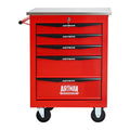 5 Drawers Multifunctional Tool Cart with Wheels,Metal Rolling Tool Cart Storage for Garage Workshop Warehouse Repair Shop--With Stainless Steel Roof--Red&Black
