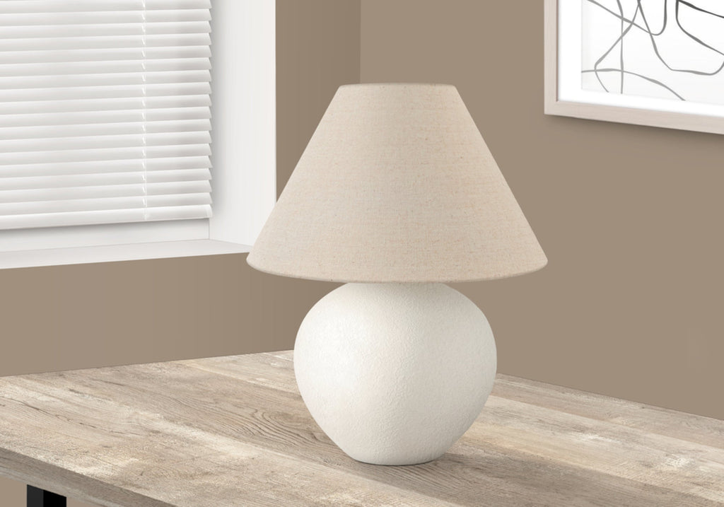 Lighting, 16'h, Table Lamp, Cream Shade, Cream Ceramic, Contemporary