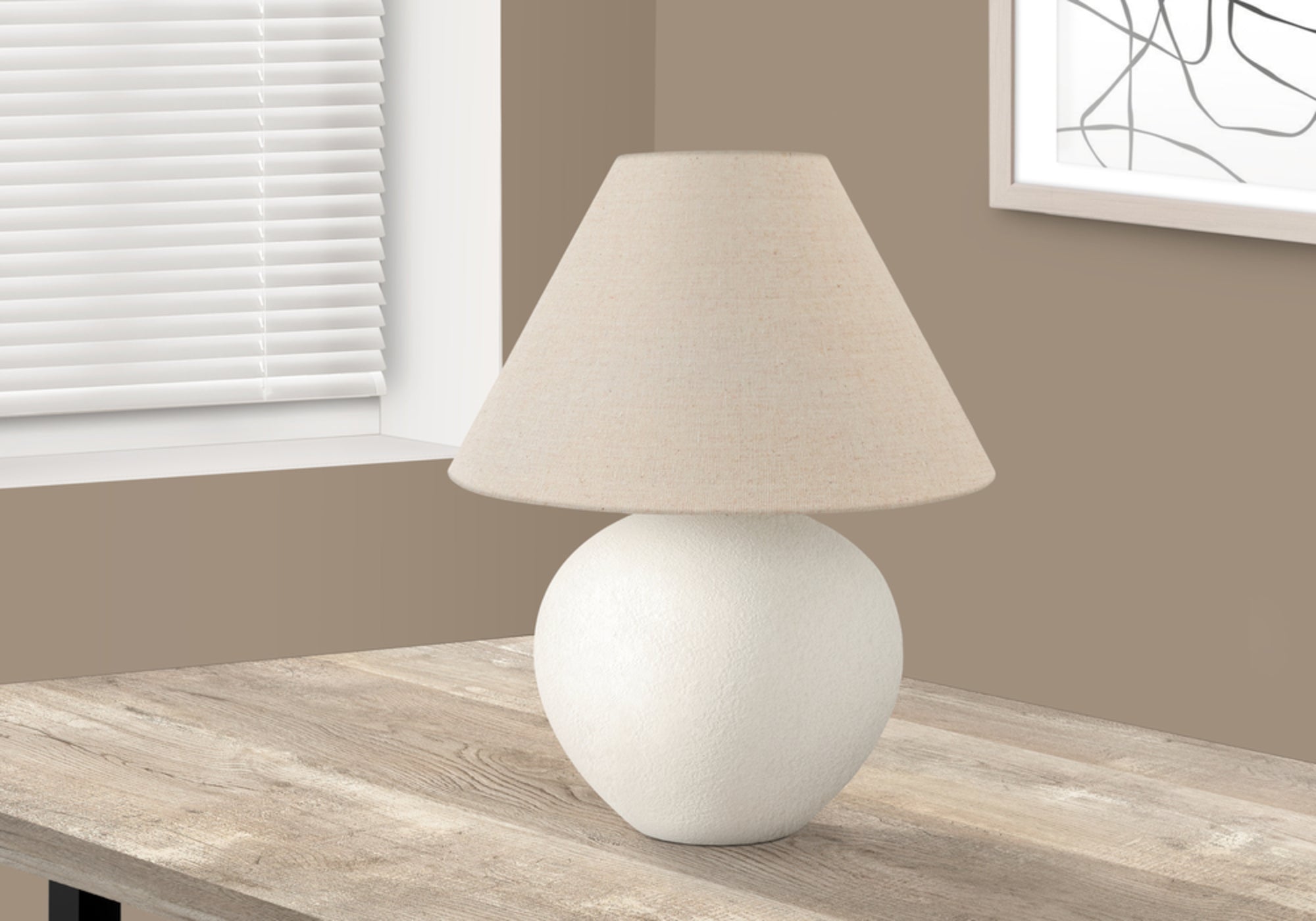Lighting, 16'h, Table Lamp, Cream Shade, Cream Ceramic, Contemporary