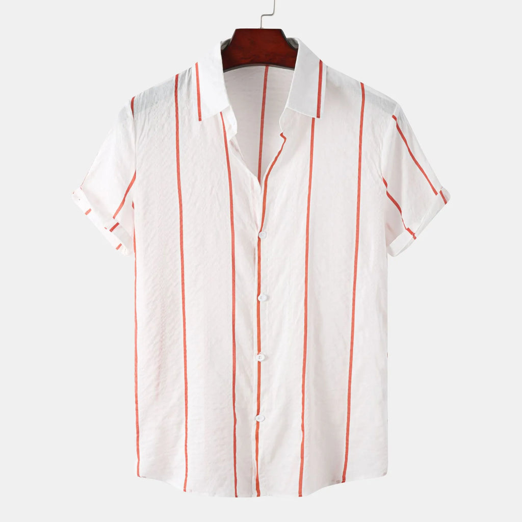 Casual Striped Short Sleeve Button Down Shirt