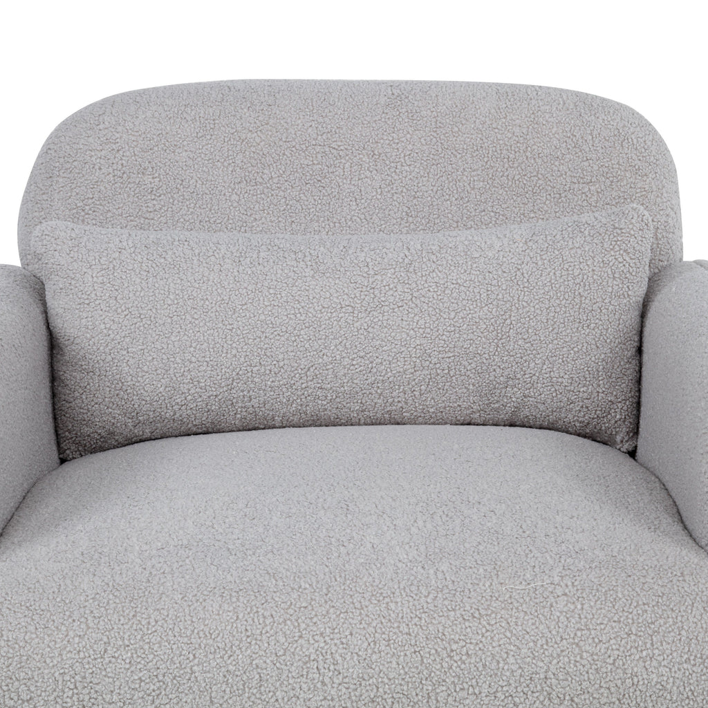 Stylish and Minimalist Teddy Fleece Single Sofa Chair with Arms and Pillow, Armchair, Accent Chair for Living Room, Bedroom, Study,Grey