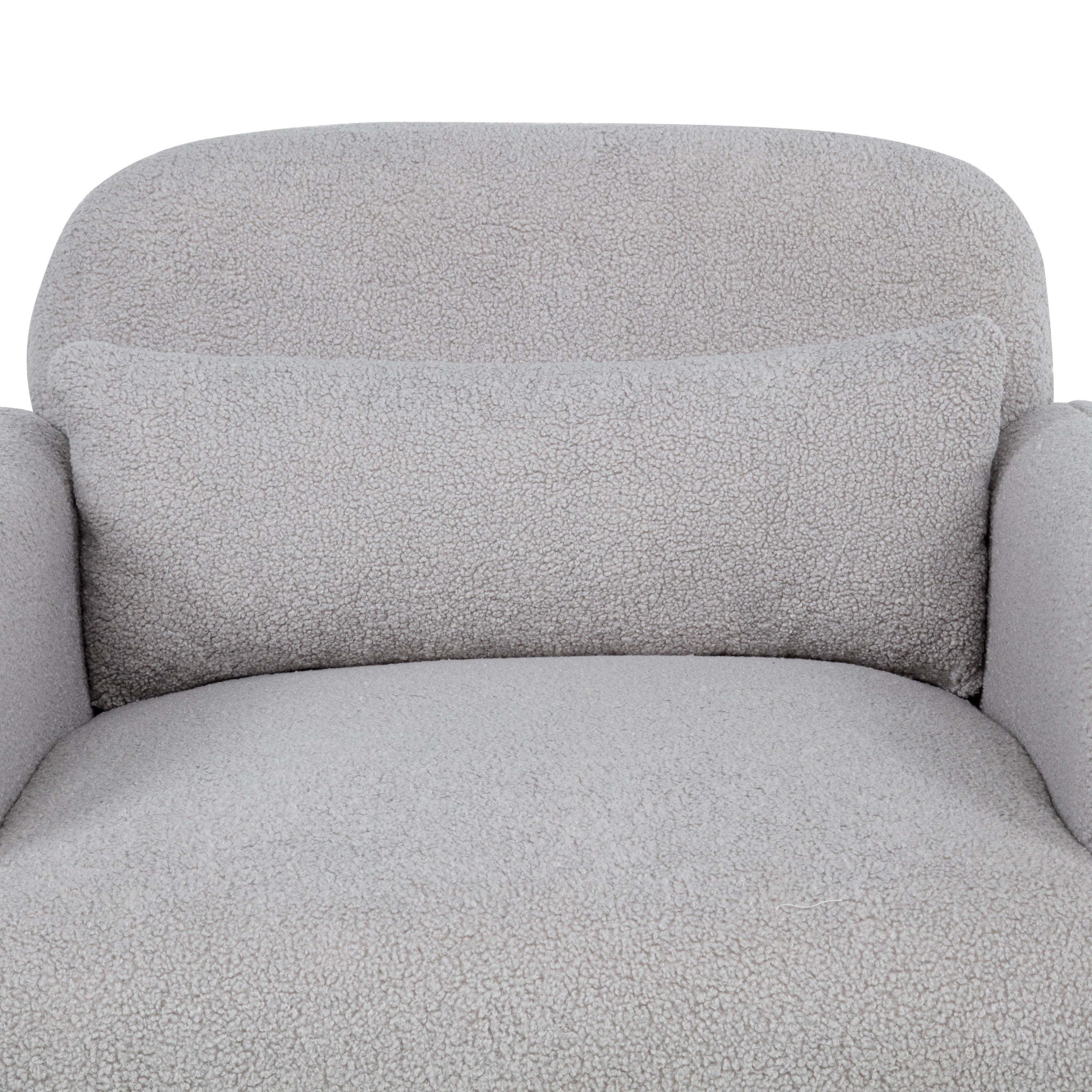 Stylish and Minimalist Teddy Fleece Single Sofa Chair with Arms and Pillow, Armchair, Accent Chair for Living Room, Bedroom, Study,Grey