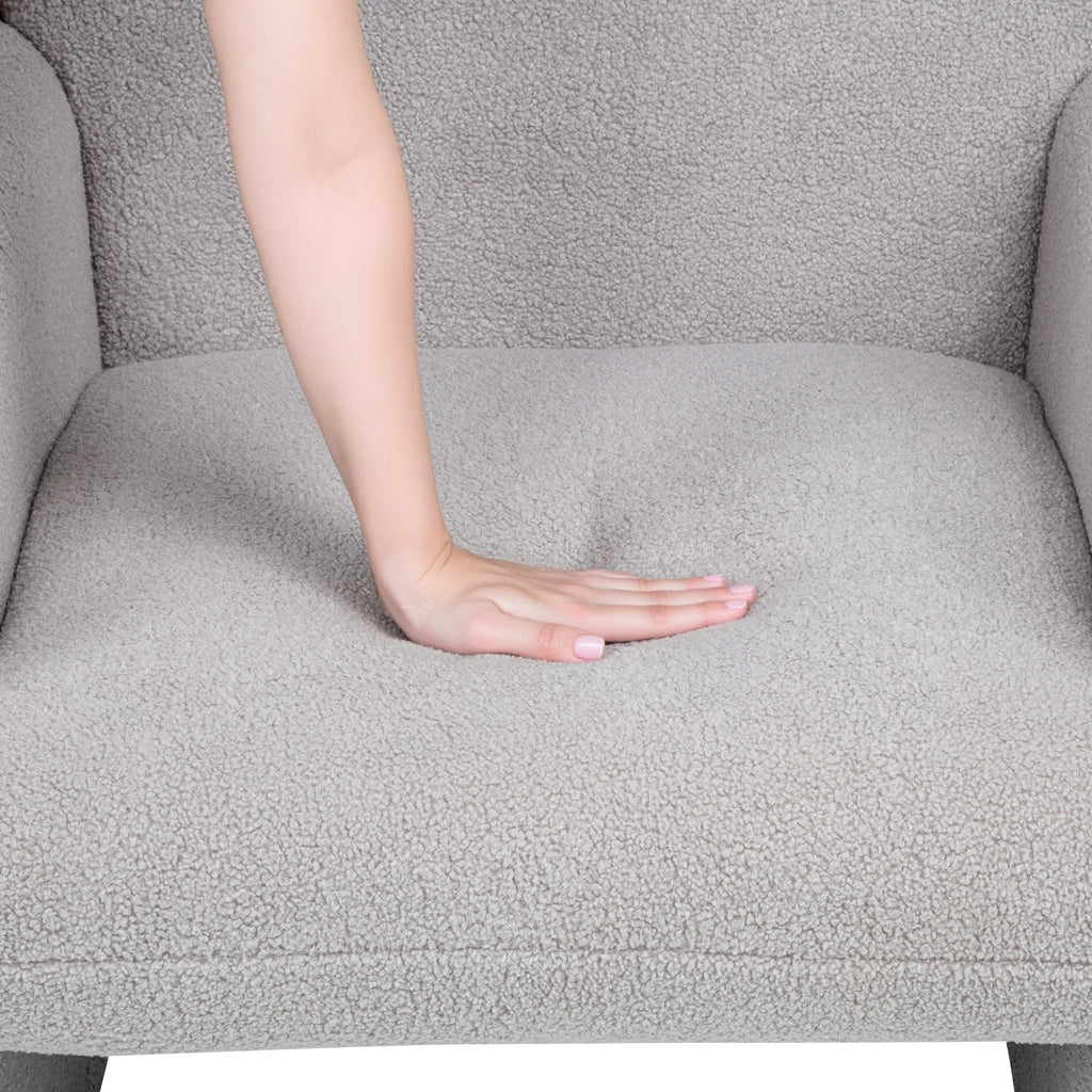Stylish and Minimalist Teddy Fleece Single Sofa Chair with Arms and Pillow, Armchair, Accent Chair for Living Room, Bedroom, Study,Grey