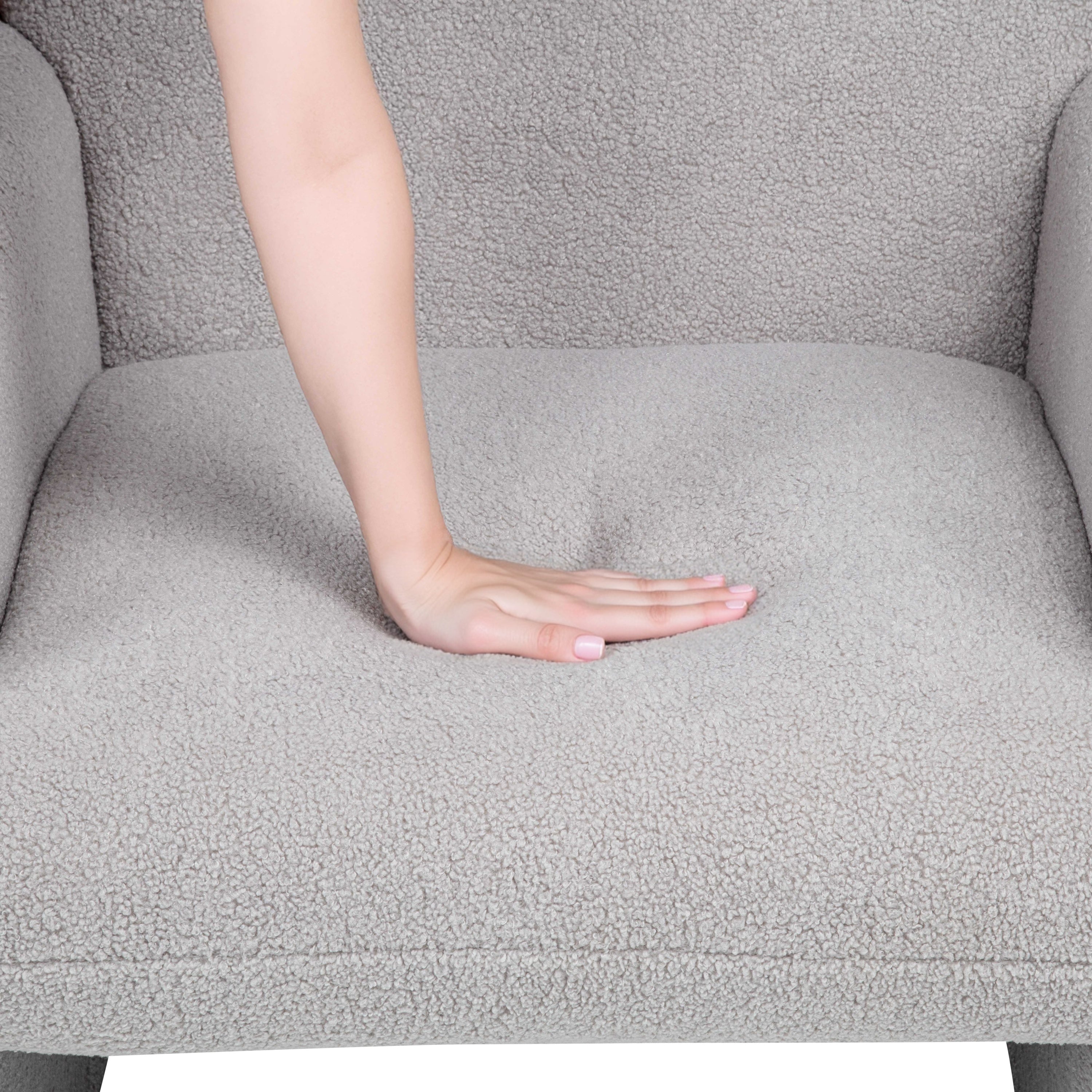 Stylish and Minimalist Teddy Fleece Single Sofa Chair with Arms and Pillow, Armchair, Accent Chair for Living Room, Bedroom, Study,Grey