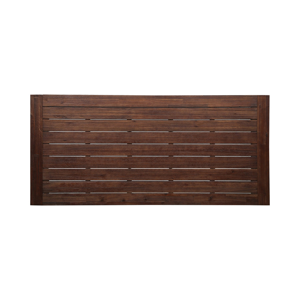 Equilibrium Outdoor Dining Table with Slat Top, Dark Brown