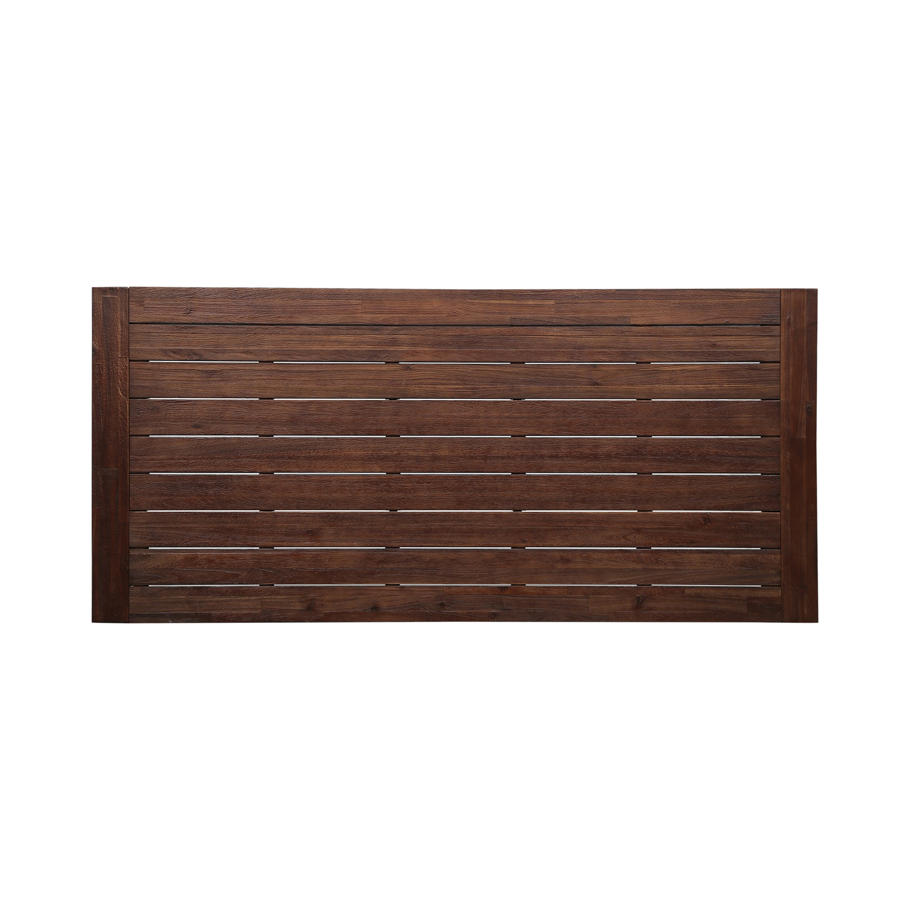 Equilibrium Outdoor Dining Table with Slat Top, Dark Brown