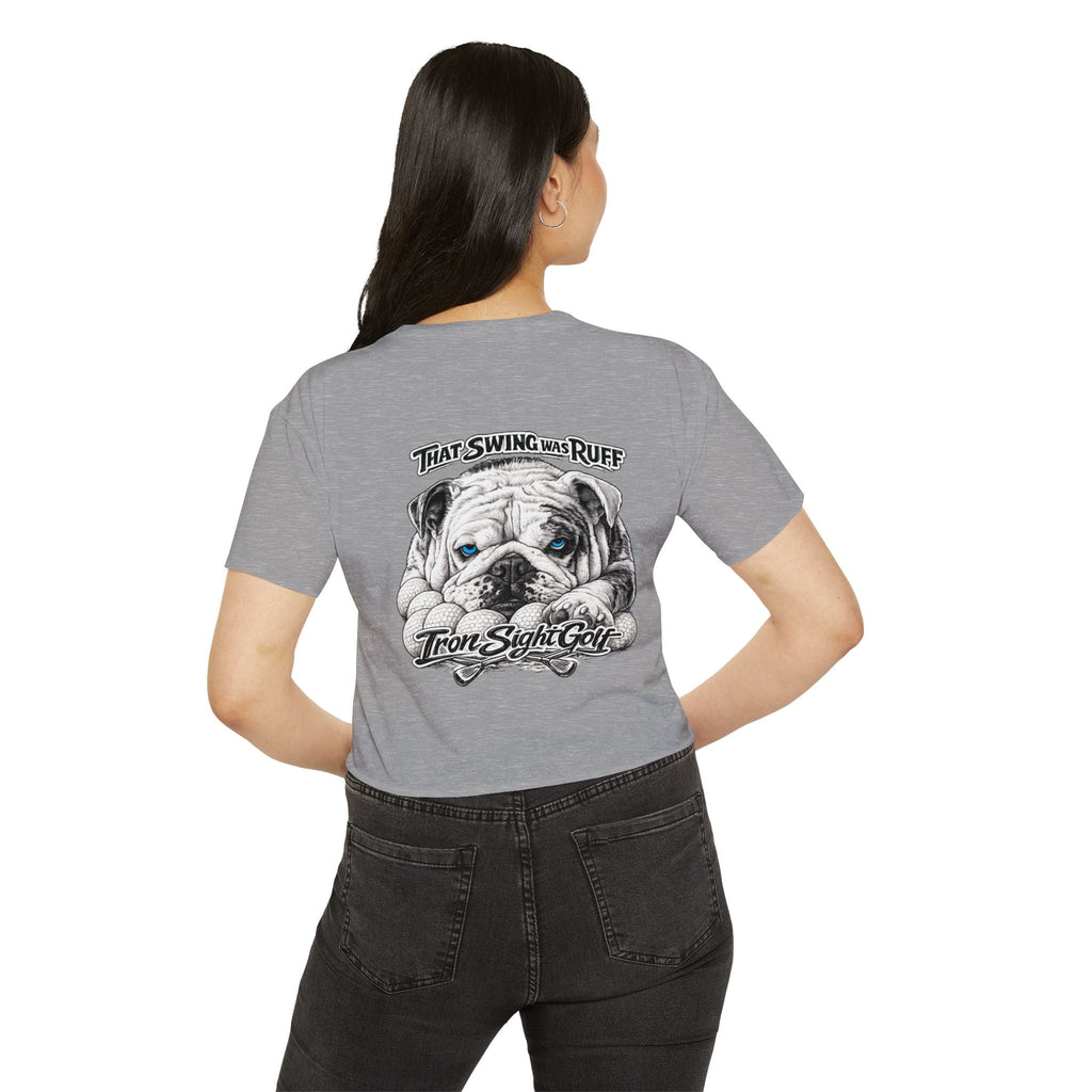 Bulldog Graphic Crop Top — “That Swing Was Ruff” Iron Sight Golf