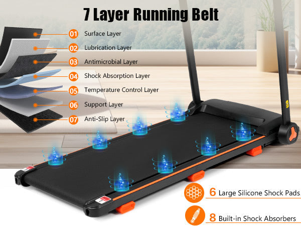 Treadmills for Home, 2.5HP Quiet Folding Treadmill with Heart Rate Sensor, 300lbs Weight Capacity, 7.5MPH, Incline Treadmill With USB Charge Station For Android & Bluetooth Speaker, 6 Shock-Absorbing