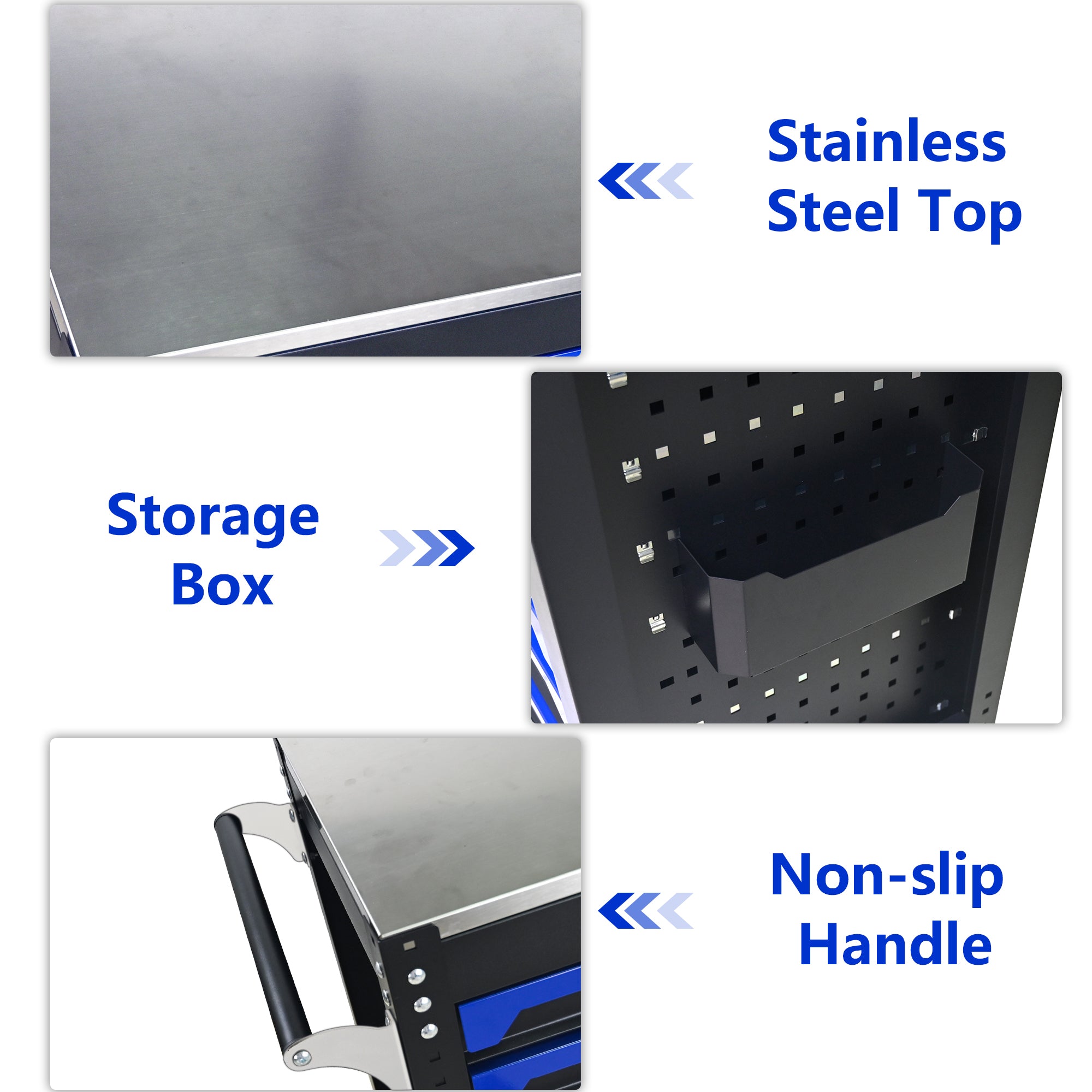 30-inch 7-drawer Iron-top Practical Rolling Steel Tool Cart, With Handle and Wheels, Storage Cabinet for Garages, Warehouses, Repair Shops, Requires Assembly of the the Tool Cart - Black & Blue