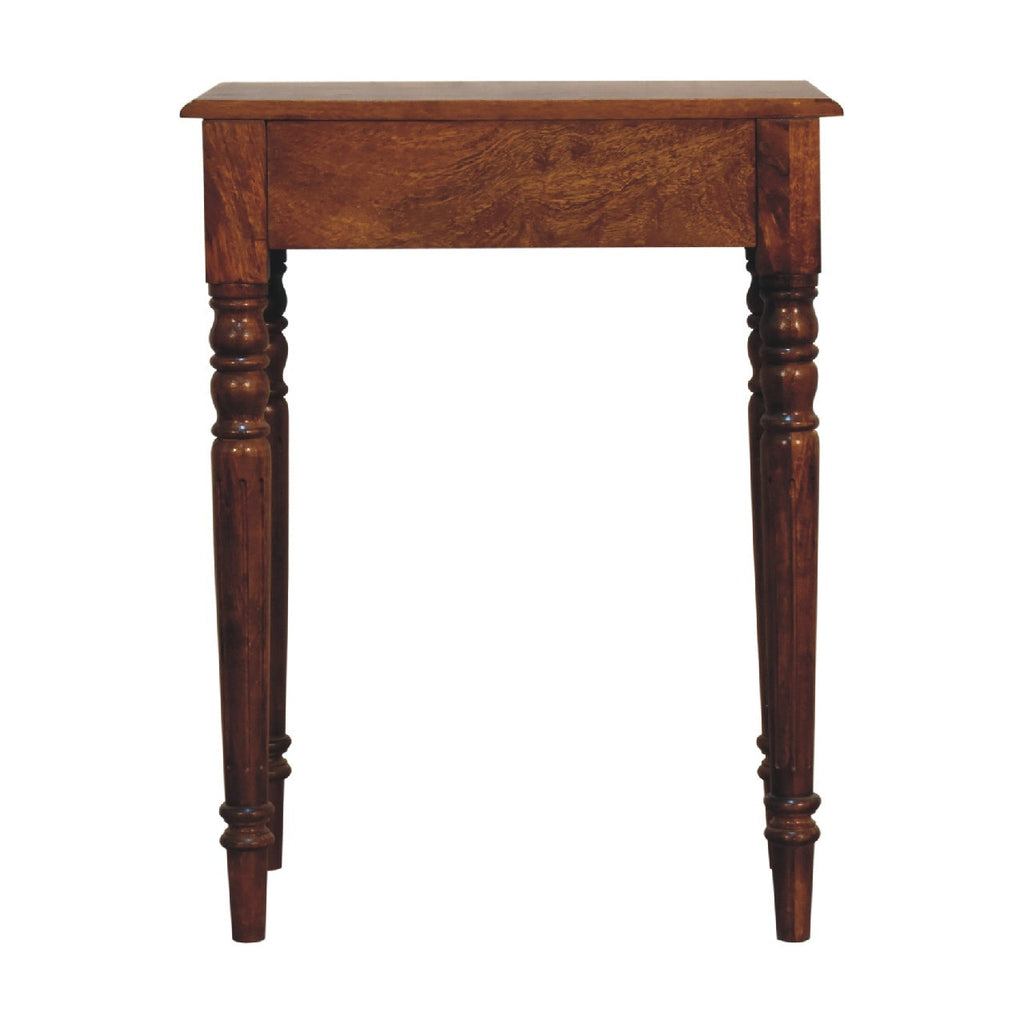 Artisan Furniture Solid Wood Chestnut Turned Leg Writing Desk, 1-Drawer, Brown