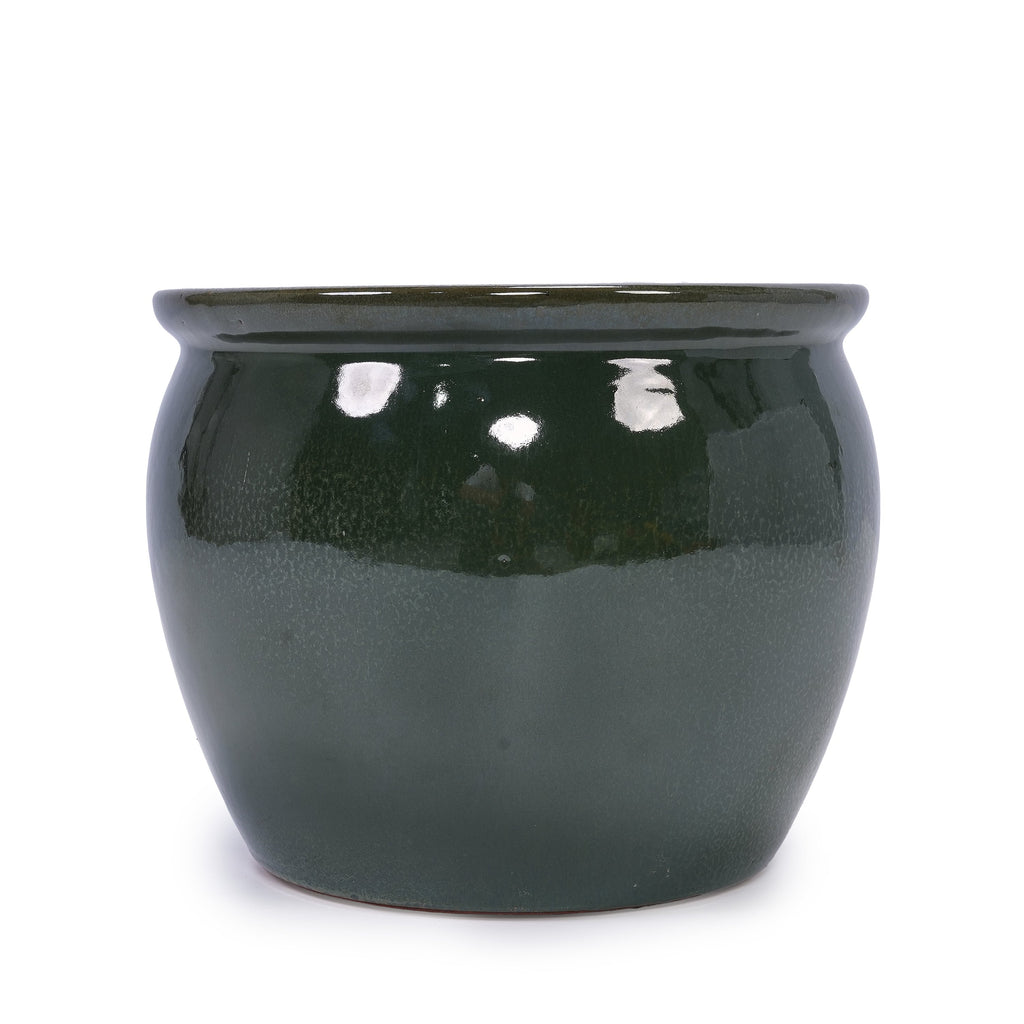 3 Pieces Ceramic Flowerpot, Modern Planter for Patio, Garden or Windowsills - Antique Blue Green