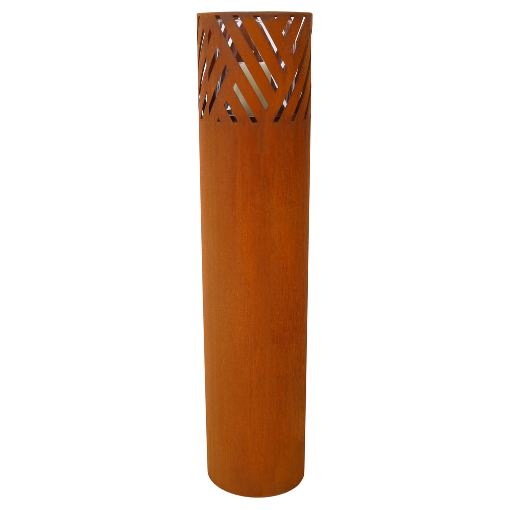 Lantern Column, Set of 2, Decorative Column for Garden in Rust Industrial Design, Lantern for Outdoor and Indoor, Lantern Including Candles, Oriental, 37 1/2+ 29 1/2 in